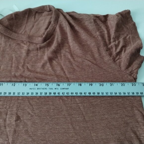 H&M Shirt Womens XL Brown Round Neck Short Sleeve 100% Linen Normcore - Picture 5 of 8